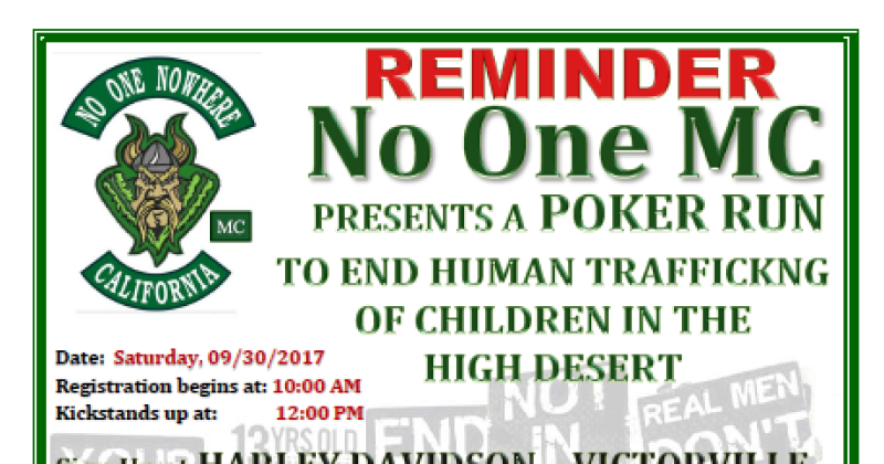 Poker Run  to End Human Trafficking in the High Desert